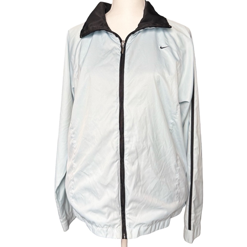 Nike Golf Y2K Windbreaker Jacket Womens XL 16 18 Light Blue Black Full Zip - Picture 1 of 8